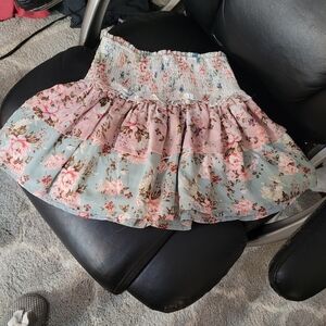 Chic Floral A-Line Skirt in Pink and Blue